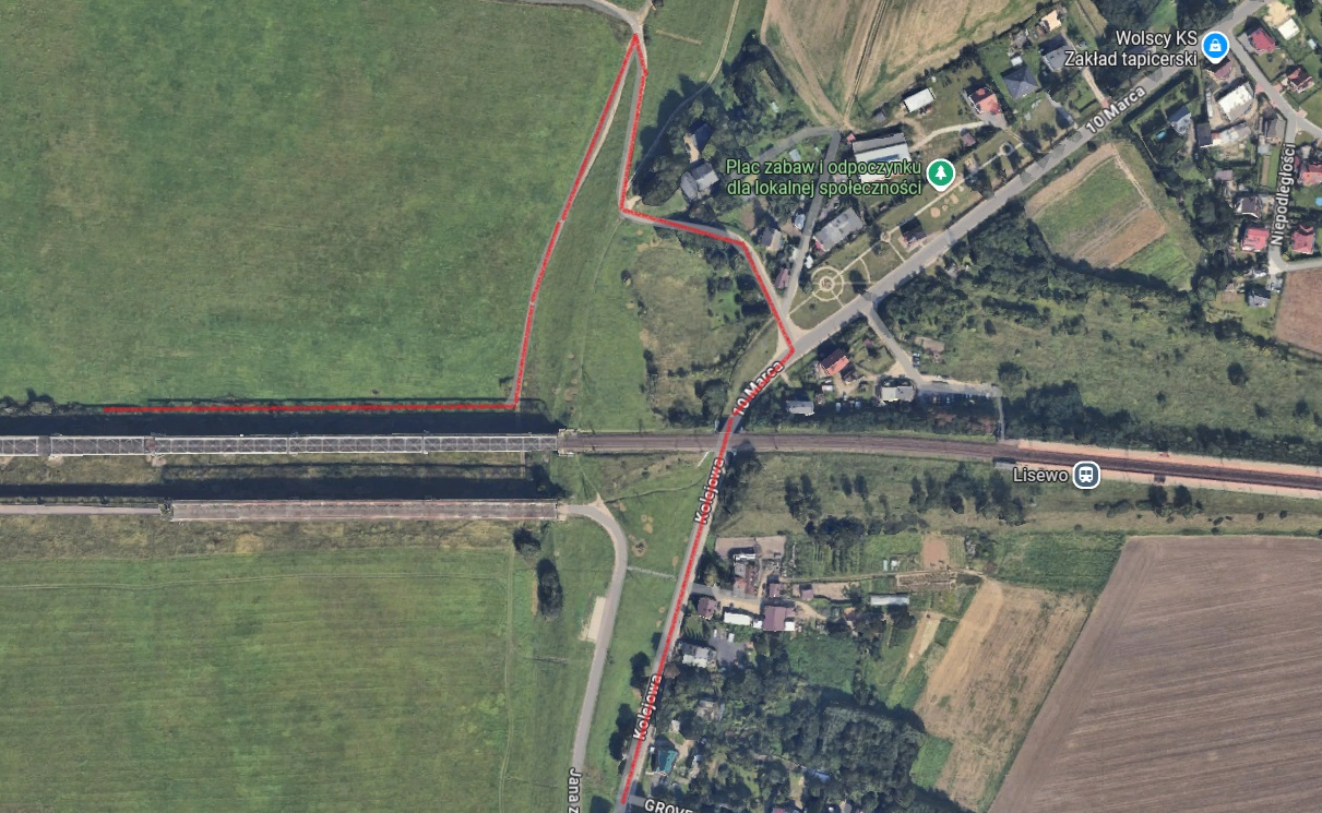 Mapa przedstawiajaca przejazd