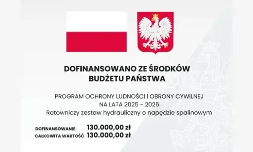 Zdjęcie do Dofinansowanie z Programu Ochrony Ludności i Obrony Cywilnej dla Komendy Powiatowej Państwowej Straży Pożarnej w Tczewie