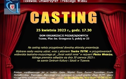 Zdjęcie do Tczewski Uniwersytet Trzeciego Wieku zaprasza wszystkich chętnych, kt&oacute;rzy pragną wraz z aktorami Teatru TUTW wystąpić na scenie teatralnej, na casting
