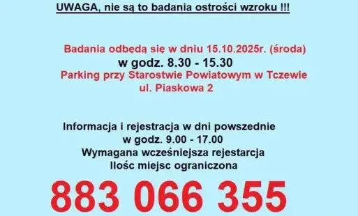 Bezpłatne badania w kierunku retinopatii dla mieszkańców powiatu tczewskiego