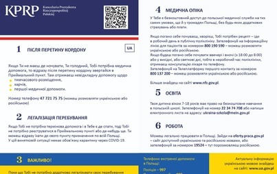 Zdjęcie do Ulotka dla uchodźc&oacute;w z Ukrainy [PL/EN/UA/RU]