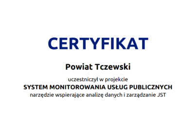 Zdjęcie do Powiat Tczewski uczestniczył w projekcie zatytułowanym &bdquo;System Monitorowania Usług Publicznych &ndash; wdrożenie SMUP&rdquo;